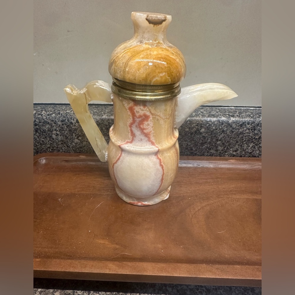 Stunning Rare Vintage Onyx Teapot Middle Eastern Collectable